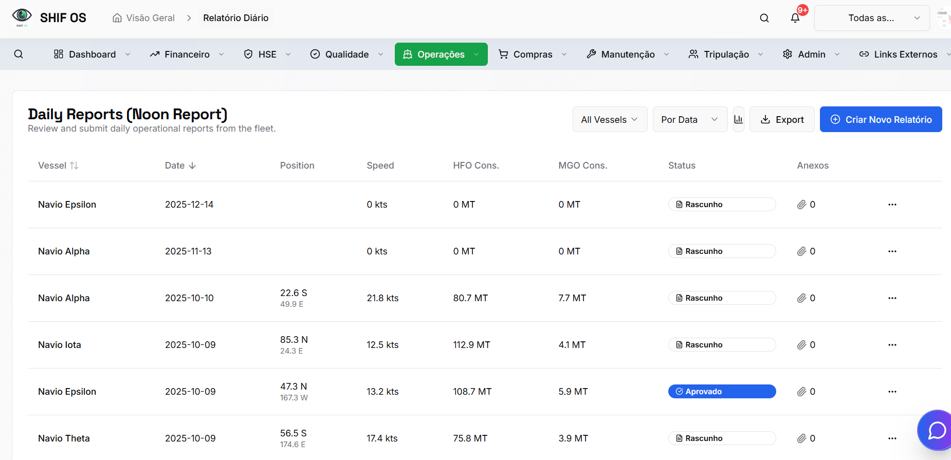 Relatório Diário (Daily Reports)