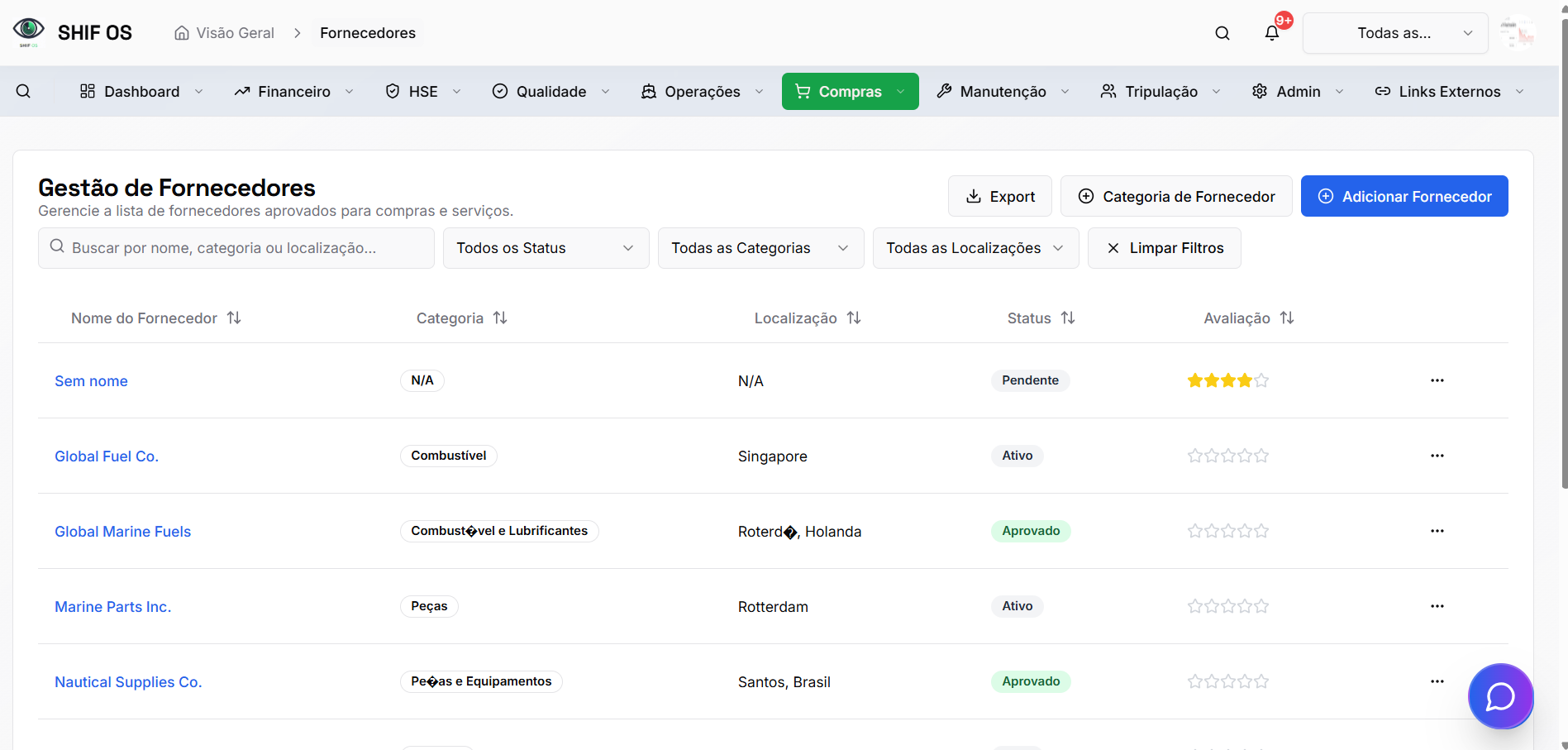 Gestão de Fornecedores